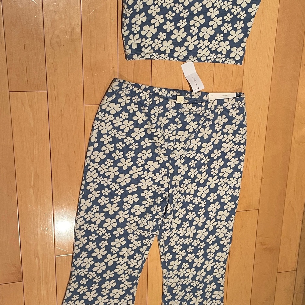 Floral Blue and White Two-Piece Set